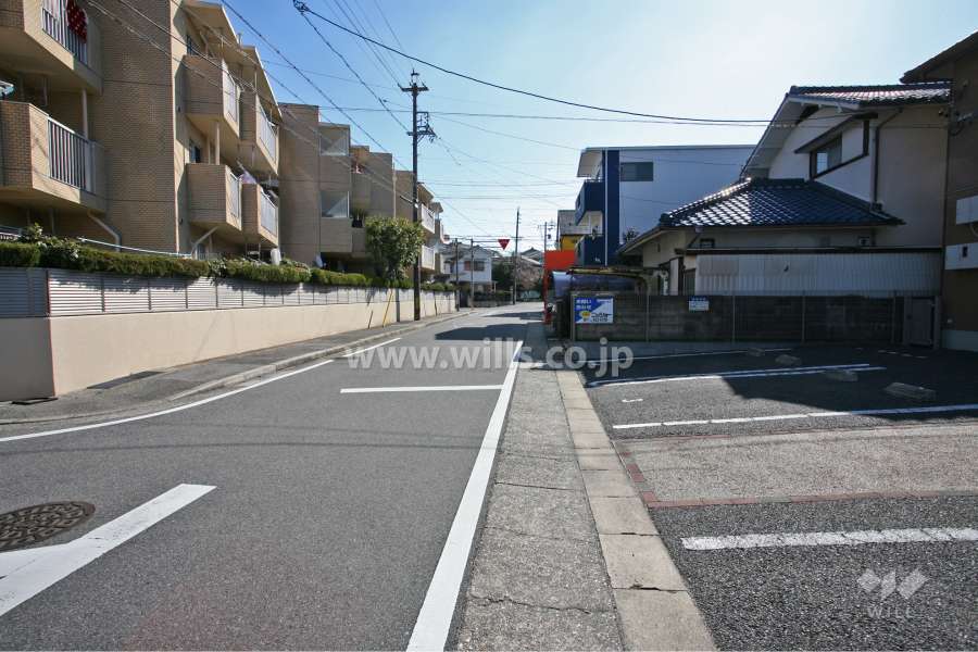 敷地南側の前面道路(西側から)