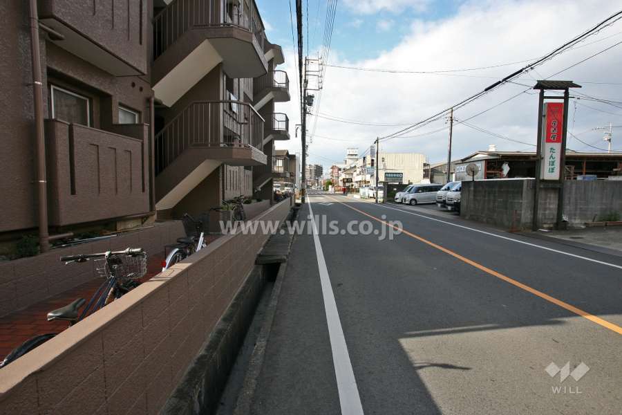 敷地北西側の前面道路(北東側から)