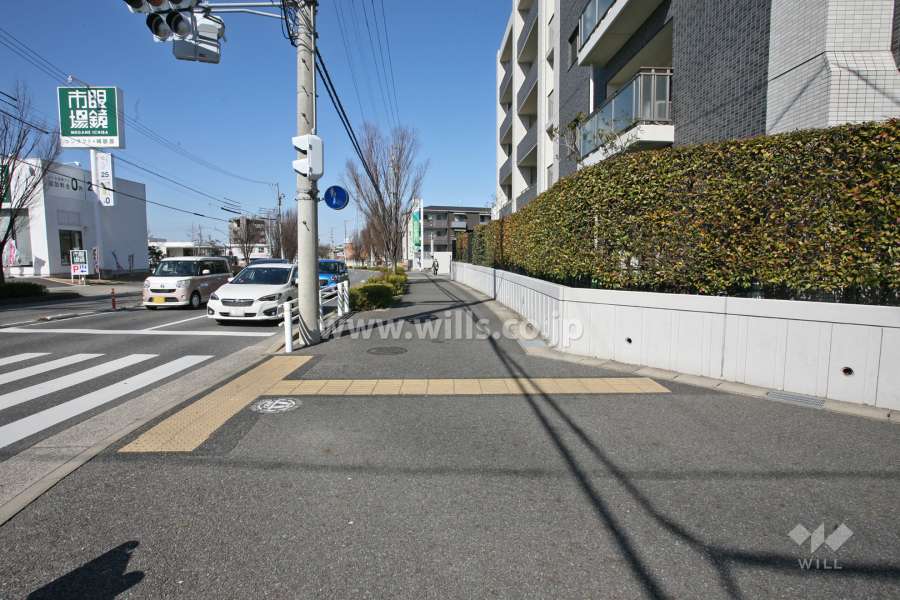 敷地南西側の前面道路（東側から）