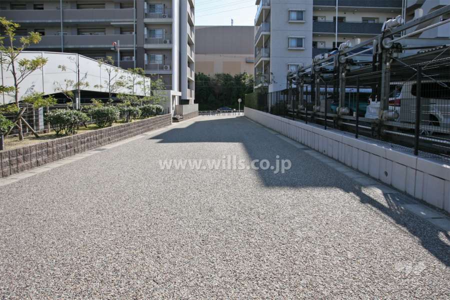 敷地南東側の前面道路（北西側から）