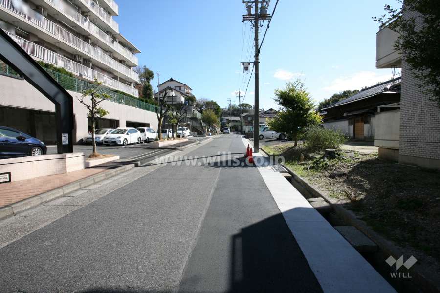 敷地南西側の前面道路（北西側から）