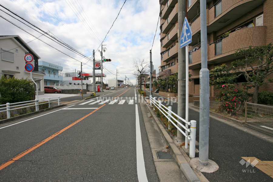 敷地南東側の前面道路（北東側から）