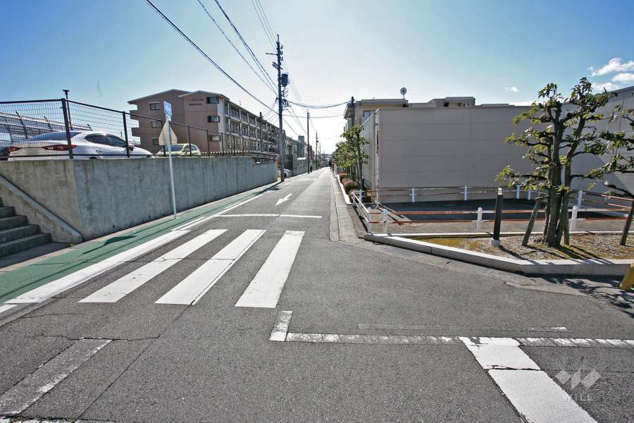 敷地南東側の前面道路（北東側から）