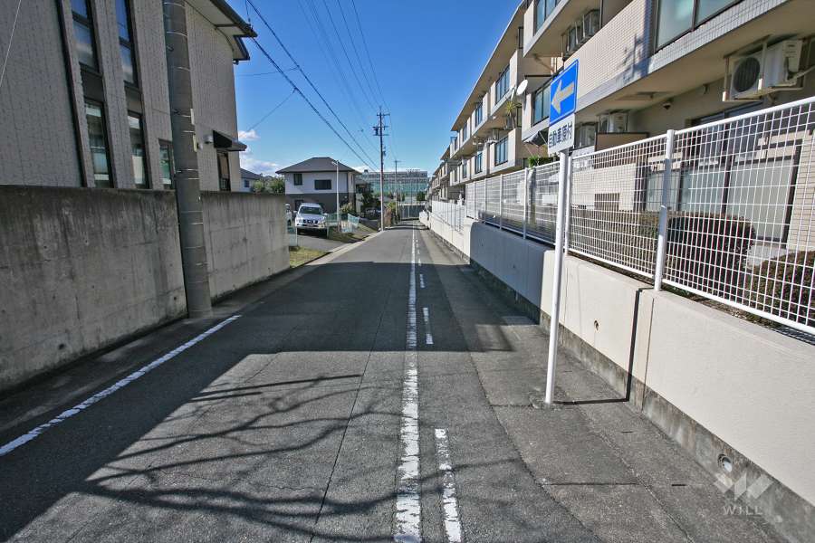 敷地南西側の前面道路（南東側から）