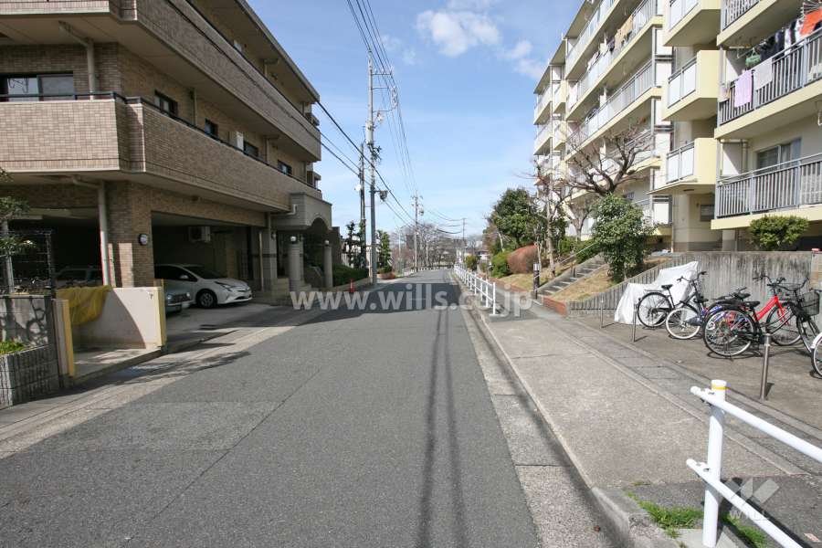 敷地北東側の前面道路（南東側から）