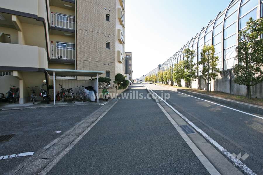 敷地西側の前面道路（北側から）