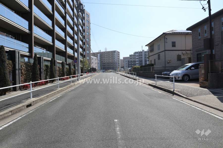 敷地の南東側前面道路（南西側から）