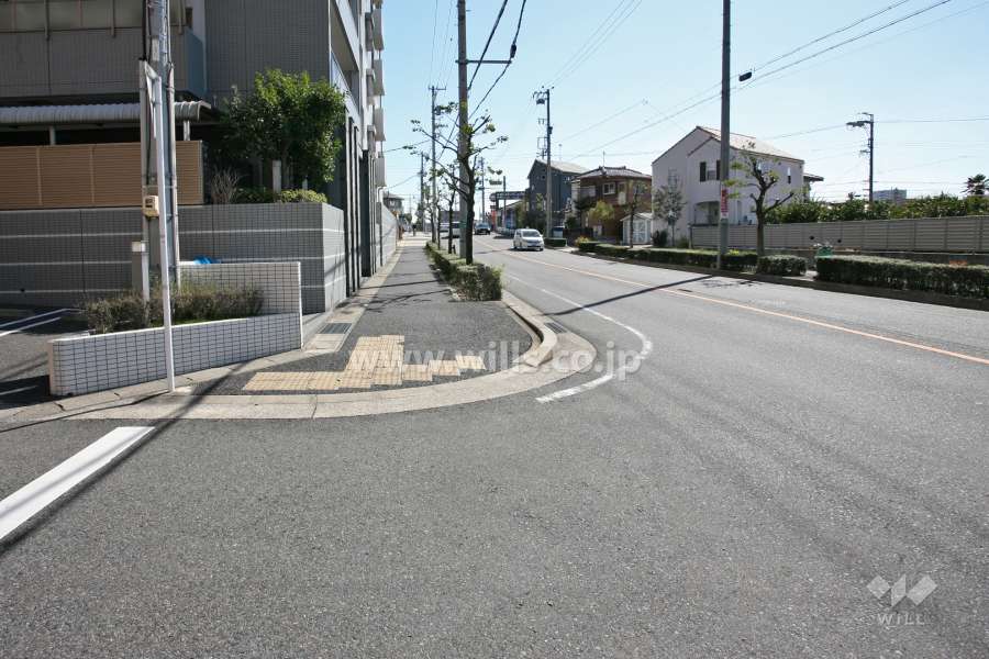 敷地西側の前面道路(北側から)
