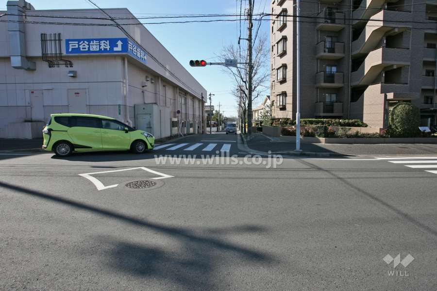 敷地東側の前面道路(北側から)
