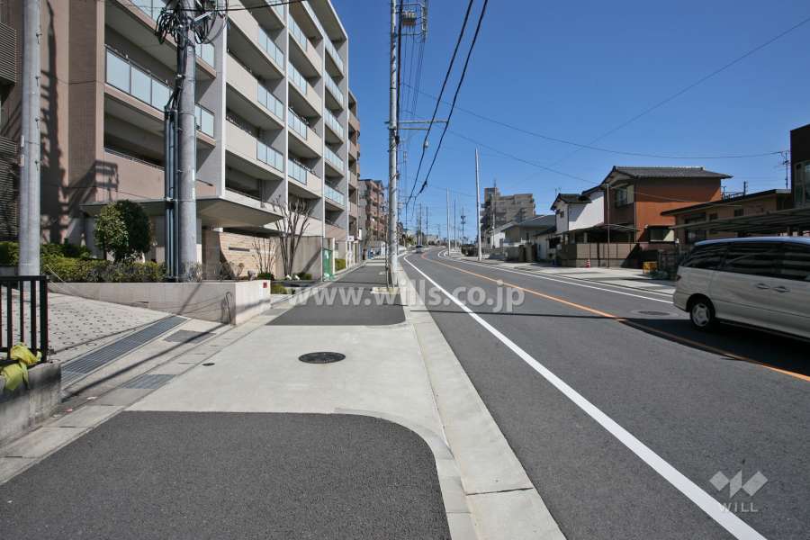 敷地南側の前面道路(西側から)