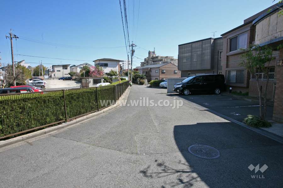 敷地南西側の前面道路(北西側から)