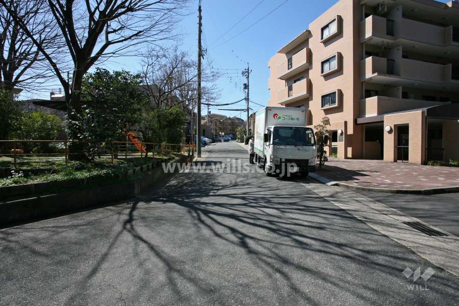 敷地東側の前面道路（北側から）