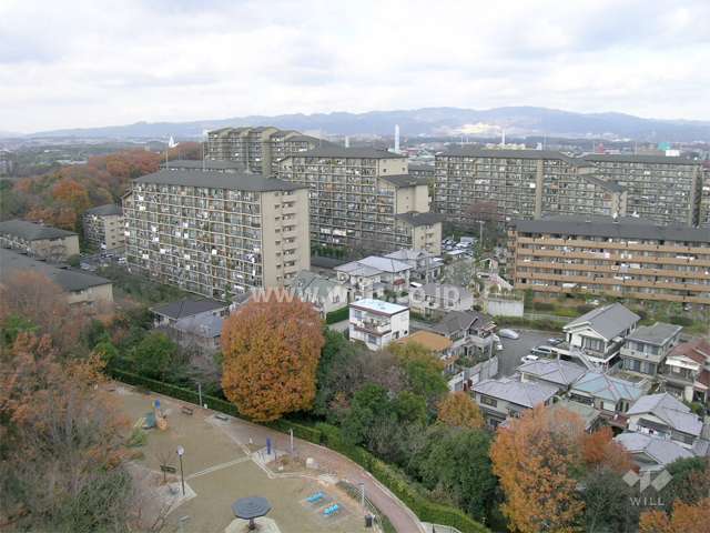 メゾン千里丘全景。小高い丘の上にあります。