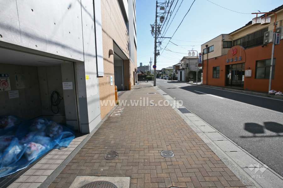 敷地南西側の前面道路(北西側から)