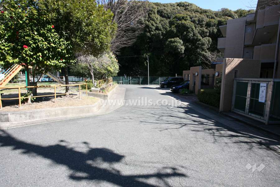 敷地北西側の前面道路（南東側から）