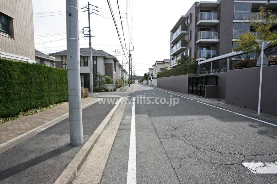 敷地東側の前面道路（北側から）