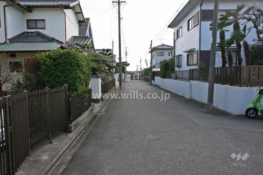 敷地西側の前面道路（北側から）