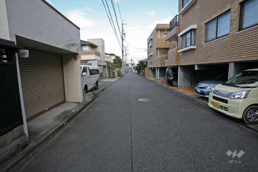 敷地北西側の前面道路（南西側から）