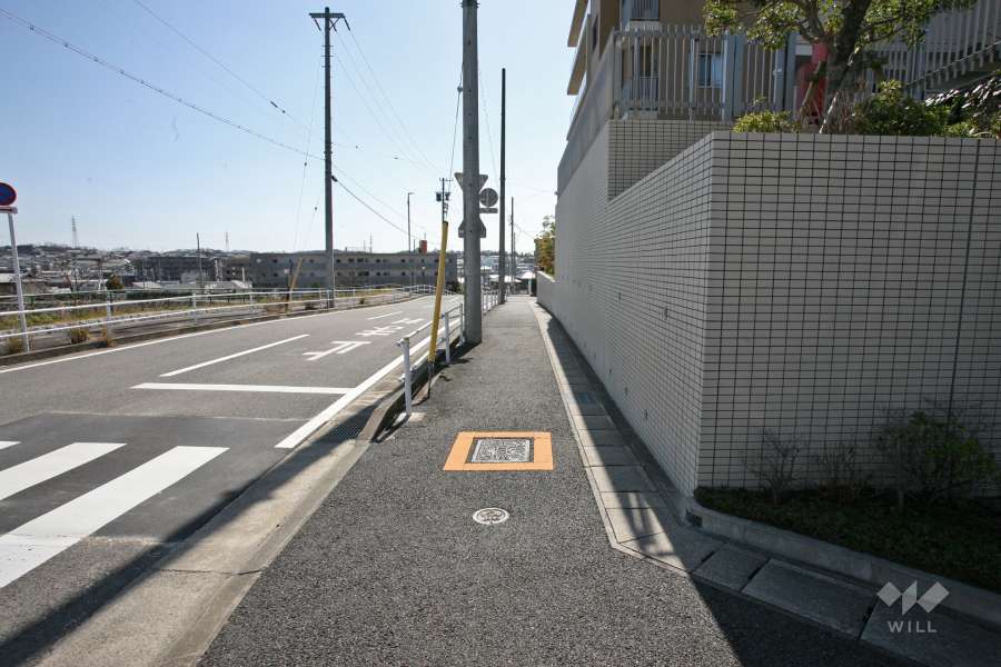 敷地東側の前面道路（北側から）