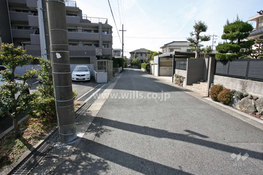 敷地西側の前面道路（北側から）