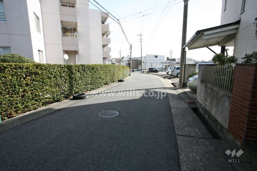 敷地南側の前面道路（西側から）
