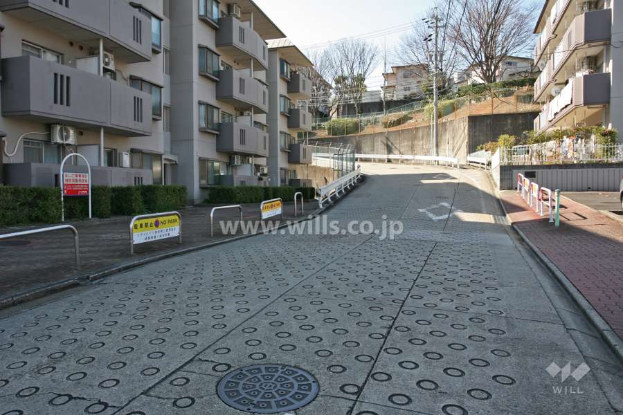 敷地北西側の前面道路(北東側から)