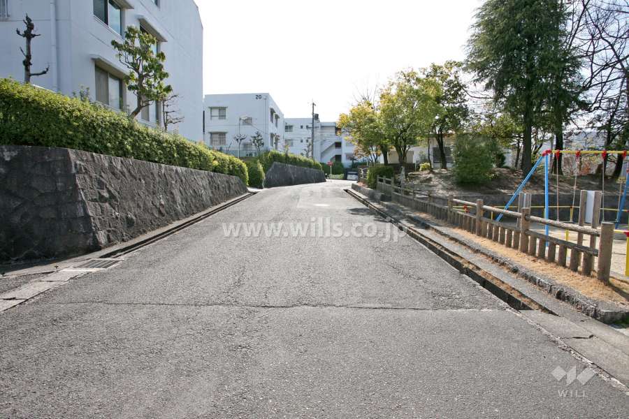敷地西側の前面道路(北側から)