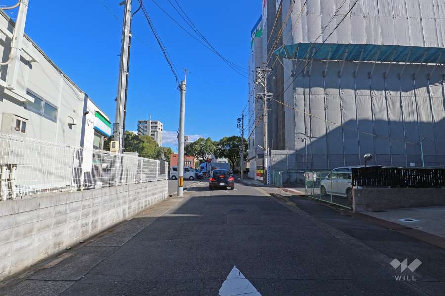 敷地北東側の前面道路（北西側から）