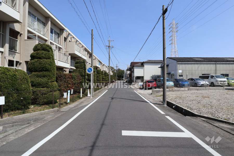 敷地の南側前面道路（西側から）