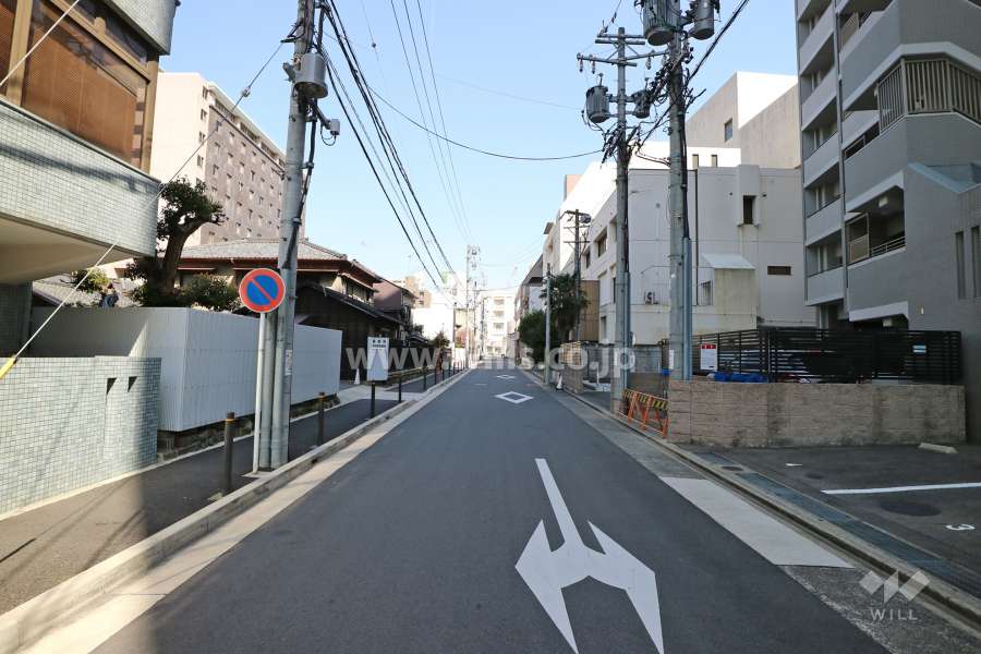 敷地南側の前面道路（西側から）