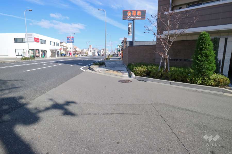敷地北西側の前面道路（西から）