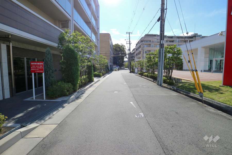 敷地西側の前面道路（北側から）