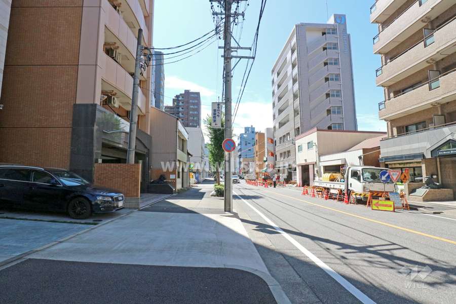敷地西側の前面道路（北側から）