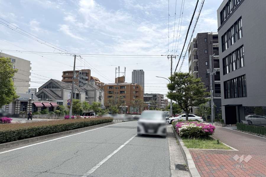 敷地東側の前面道路（北側から）