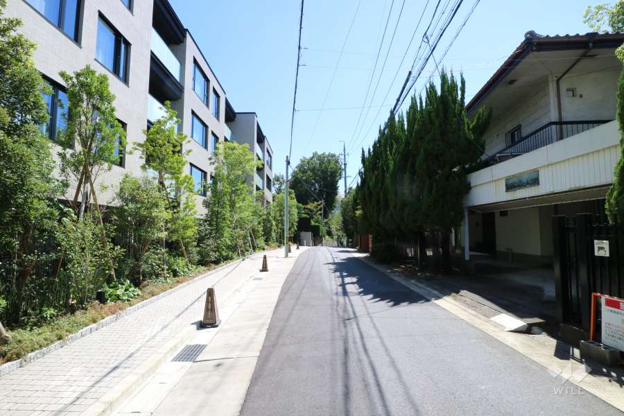 敷地西側の前面道路（北側から）