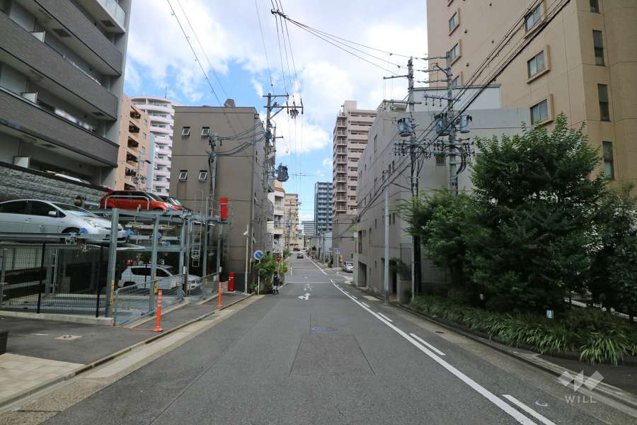 敷地南側の前面道路（西側から）