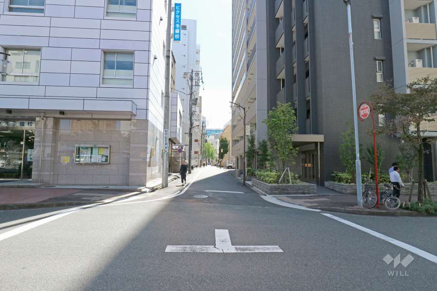 敷地東側の前面道路（北側から）