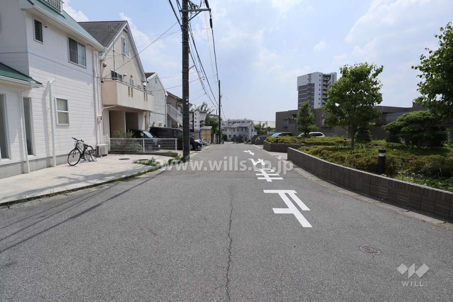 敷地南東側の前面道路（北東側から）