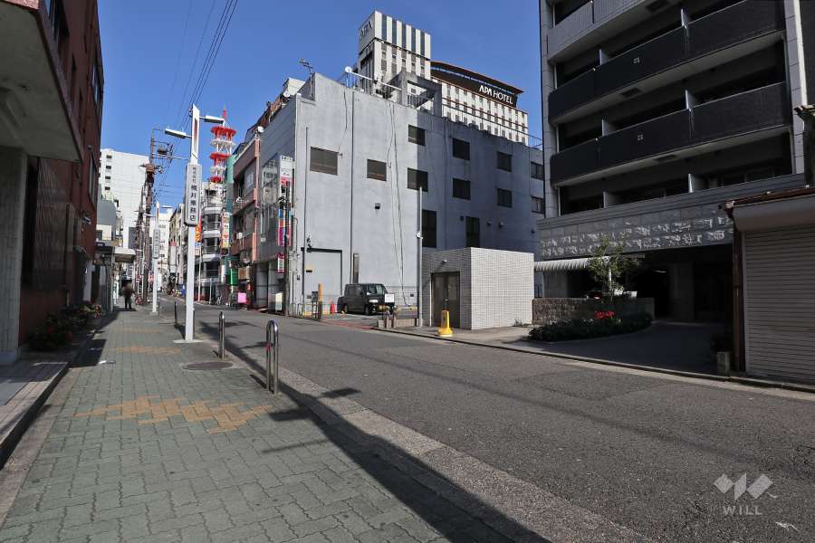 敷地西側の前面道路（南側から）