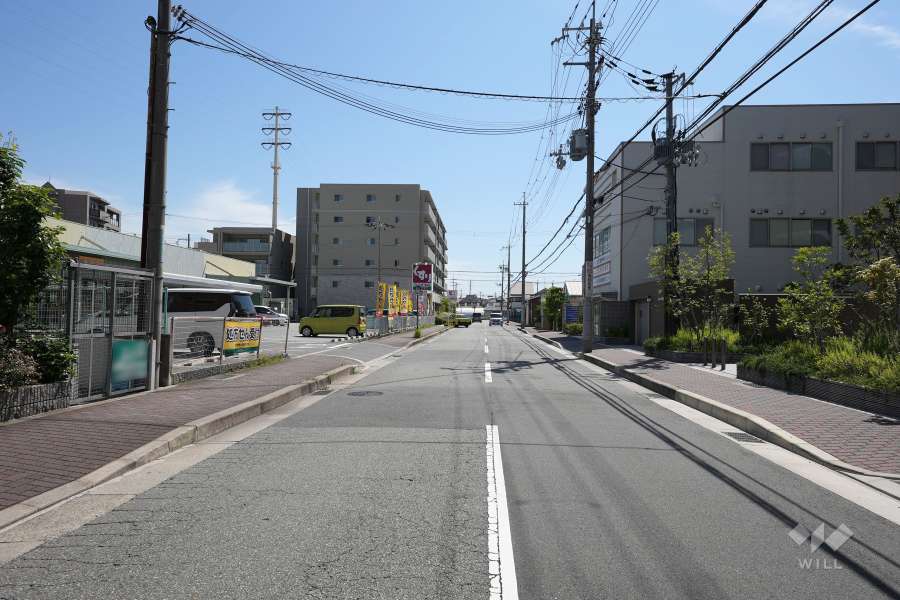 敷地北側の前面道路（西側から）