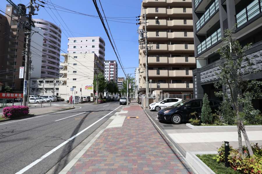 敷地西側の前面道路（南側から）