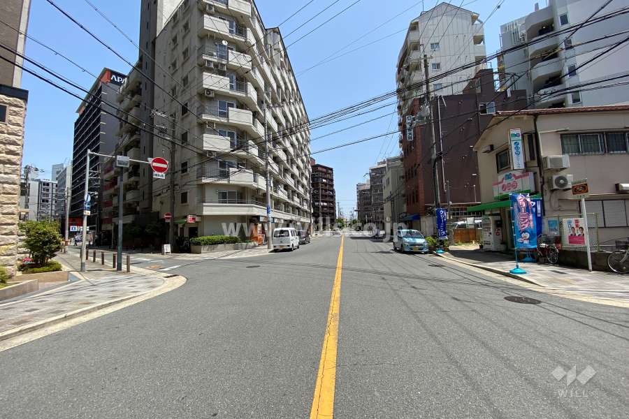 敷地南側の前面道路（西側から）