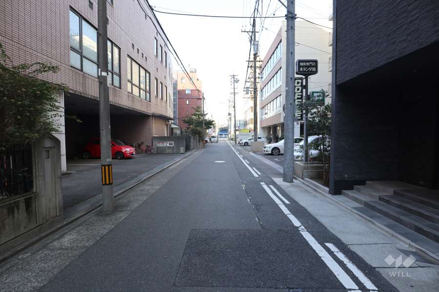 敷地の南側前面道路（東側から）