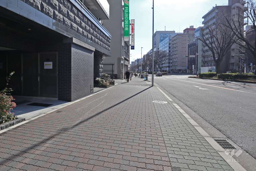 敷地西側の前面道路（北側から）