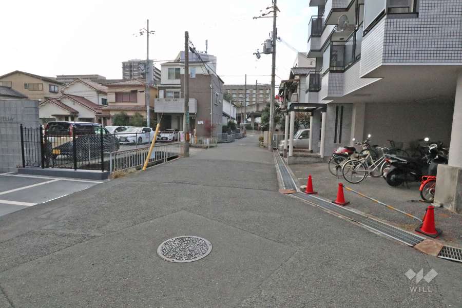 敷地北側の前面道路（西側から）