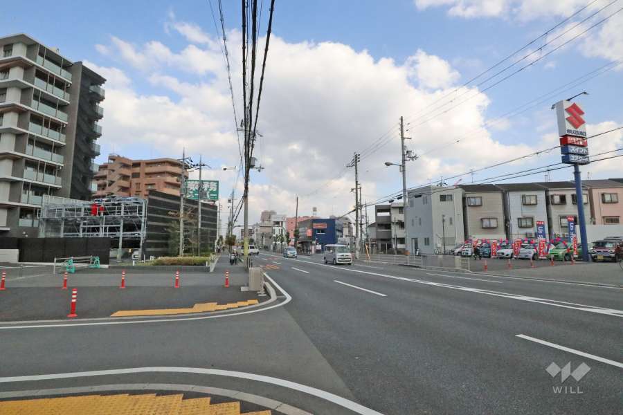 敷地南側の前面道路（西側から）
