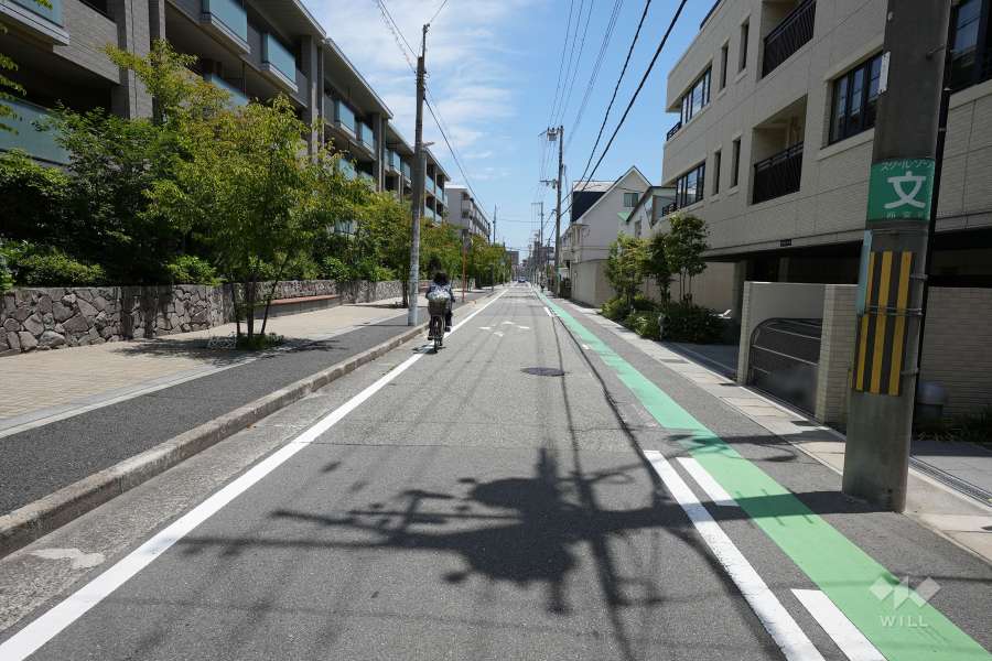 敷地北側の前面道路（西側から）