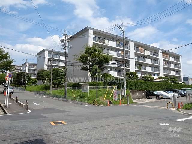 府公社千里竹見台団地の全景。手前から2番目がA-3棟です。