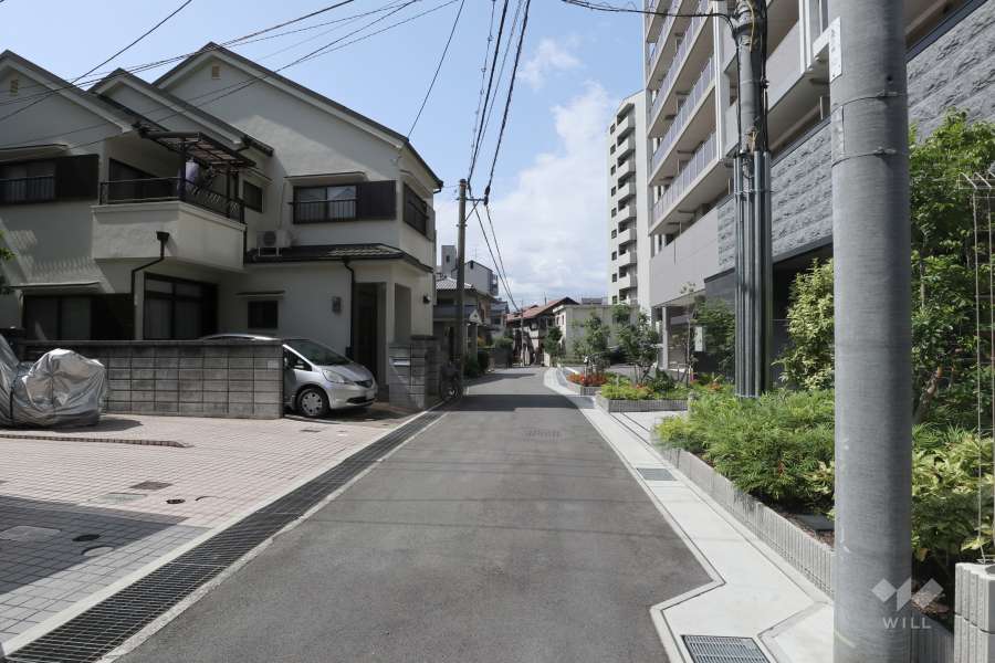 敷地西側の前面道路（南側から）