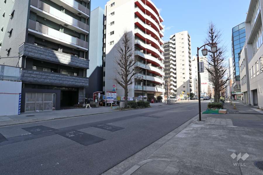 敷地南側の前面道路（南西側から）